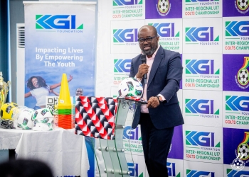Kurt Okraku, GFA President at the 2026 KGL Foundation U-17 Inter-Regional Colts Championship launching