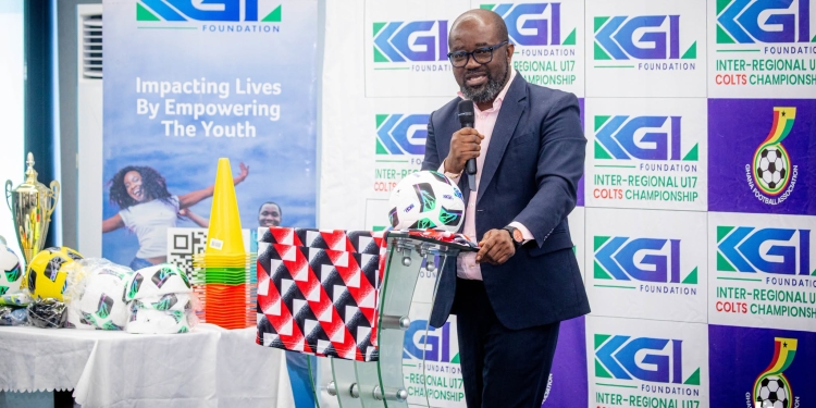 Kurt Okraku, GFA President at the 2026 KGL Foundation U-17 Inter-Regional Colts Championship launching