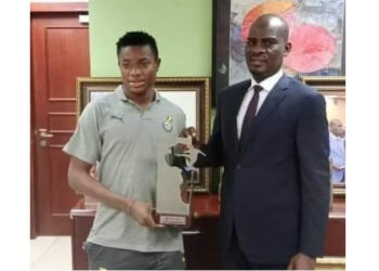 U-20 AFCON best player Abdul Fatawu presents award to club owner Haruna Iddrisu