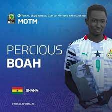 Striker Percious Boah wins Man-Of-The-Match accolade against Gambia