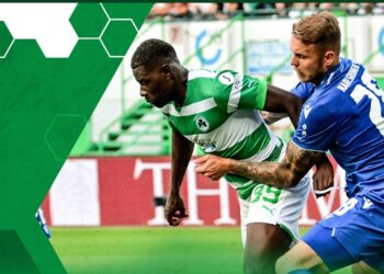 Ghanaian forward Ragnar Ache scores 1st Greuther Fürth goal against Karlsruher in Germany