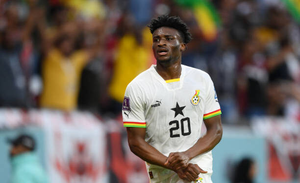 AL RAYYAN, QATAR - NOVEMBER 28: Mohammed Kudus of Ghana celebrates scoring their team's second goal during the FIFA World Cup Qatar 2022 Group H match between Korea Republic and Ghana at Education City Stadium on November 28, 2022 in Al Rayyan, Qatar. (Photo by Shaun Botterill - FIFA/FIFA via Getty Images)