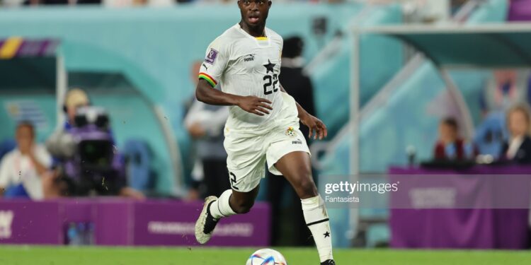 AL WAKRAH, QATAR - DECEMBER 02: Kamaldeen Sulemana of Ghana during the FIFA World Cup Qatar 2022 Group H match between Ghana and Uruguay at Al Janoub Stadium on December 02, 2022 in Al Wakrah, Qatar. (Photo by Youssef Loulidi/Fantasista/Getty Images)