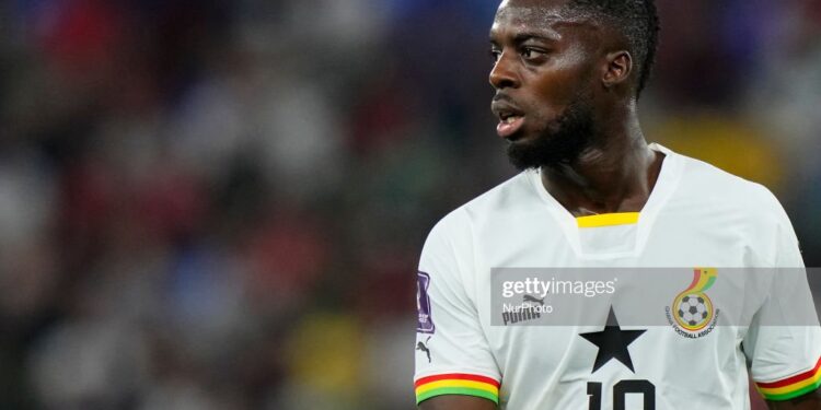 Iñaki Williams Centre-Forward of Ghana and Athletic Bilbao during the FIFA World Cup Qatar 2022 Group H match between Portugal and Ghana at Stadium 974 on November 24, 2022 in Doha, Qatar. (Photo by Jose Breton/Pics Action/NurPhoto via Getty Images)