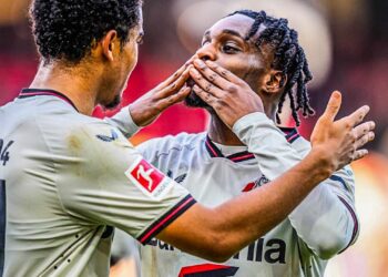 Ghanaian defender Jeremie Frimpong scores for Bayer Leverkusen in heavy away win in Bundesliga