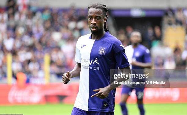 BRUSSELS, BELGIUM - JULY 22: Majeed Ashimeru of Anderlecht pictured during a friendly pre-season game ahead of the Belgian 2023 - 2024 Jupiler Pro League season between RSC Anderlecht and Ajax Amsterdam on July 22 , 2023 in Brussels, Belgium. (Photo by Isosport/MB Media/Getty Images)