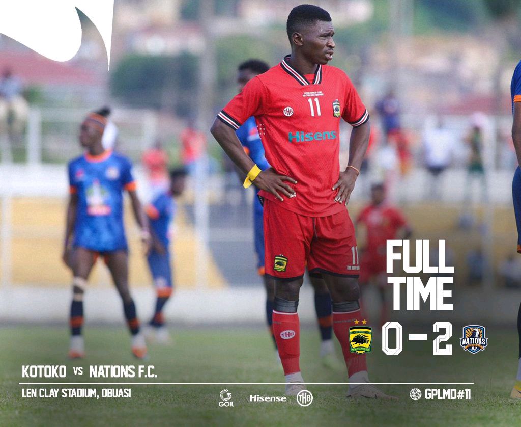 Ghana Premier League: Asante Kotoko 0-2 Nations FC – Porcupines losing streak continues