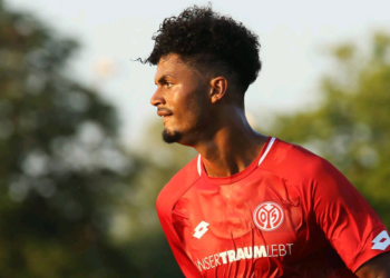 Ghanaian forward Aaron Seydel scores for Aalborg in defeat to Nordsjaelland