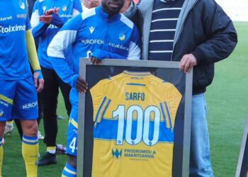 Ghana winger Kingsley Sarfo honoured after making historic 100th appearance for APOEL Nicosia