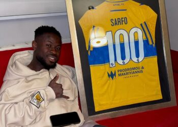 Kingsley Sarfo delighted to make 100 APOEL Nicosia appearances
